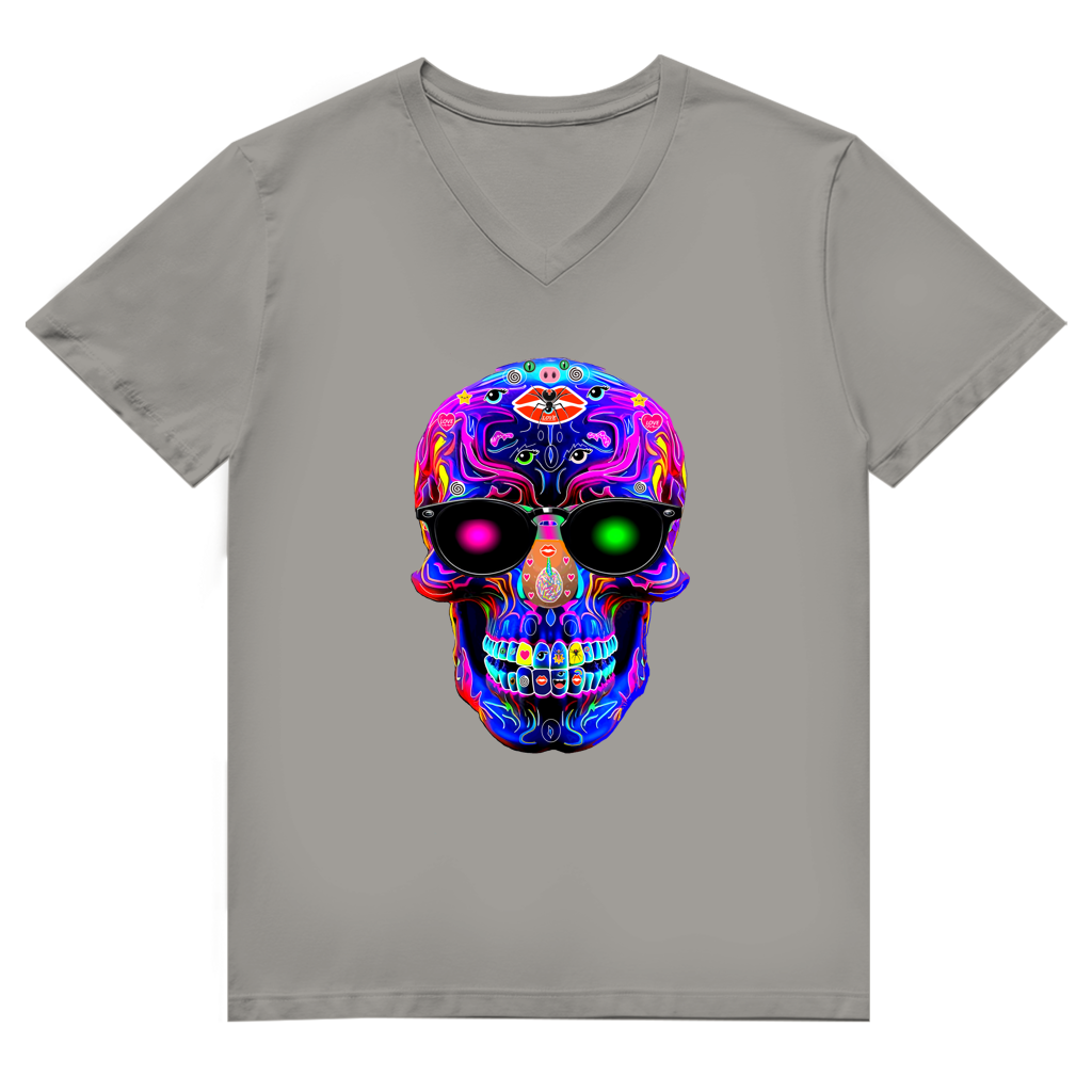 Herren Premium Bio V-Neck T-Shirt Skull Designs