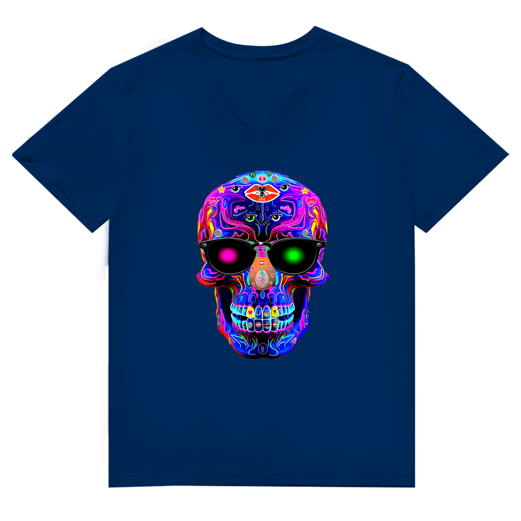 Herren Premium Bio V-Neck T-Shirt Skull Designs