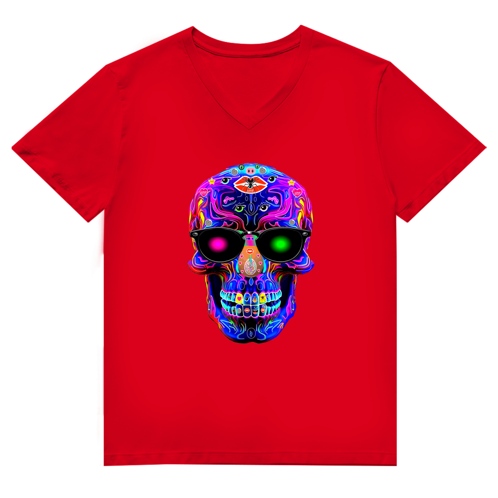 Herren Premium Bio V-Neck T-Shirt Skull Designs