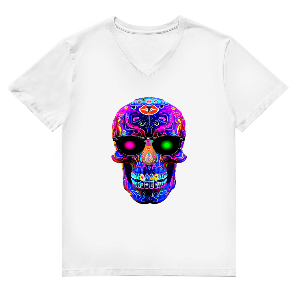 Herren Premium Bio V-Neck T-Shirt Skull Designs