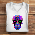 Damen Premium Bio V-Neck T-Shirt Skull Designs