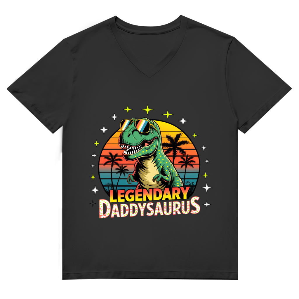 Herren Premium Bio V-Neck T-Shirt Daddysaurus