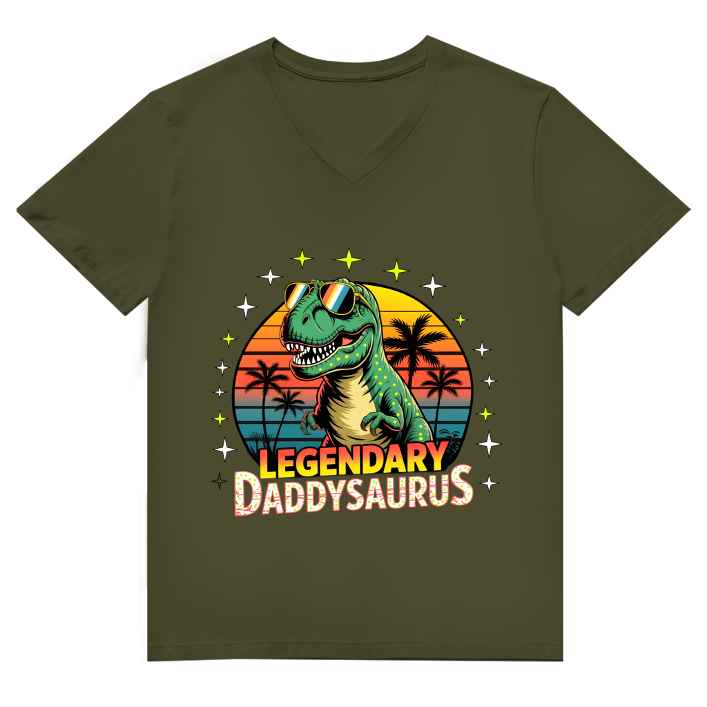 Herren Premium Bio V-Neck T-Shirt Daddysaurus