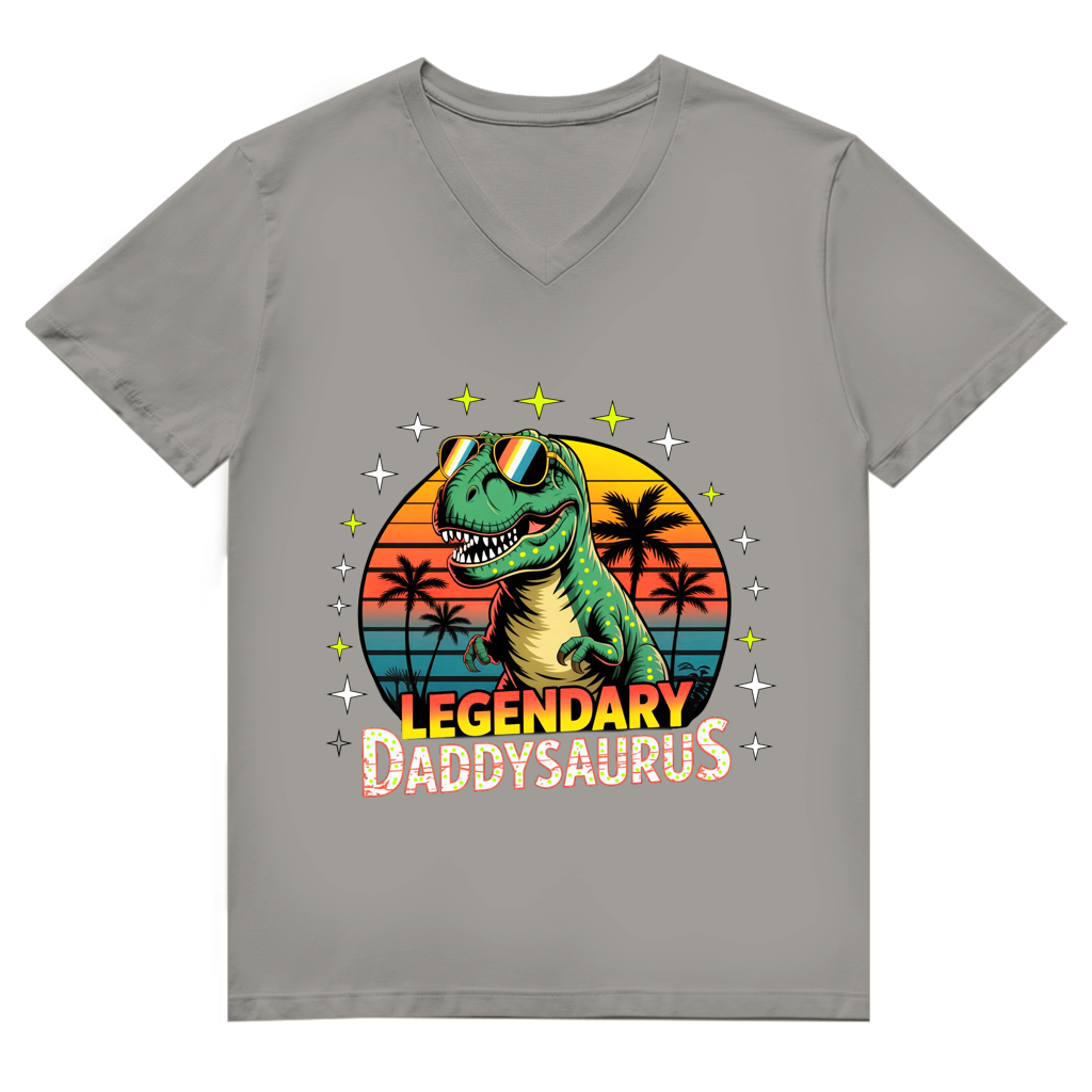 Herren Premium Bio V-Neck T-Shirt Daddysaurus