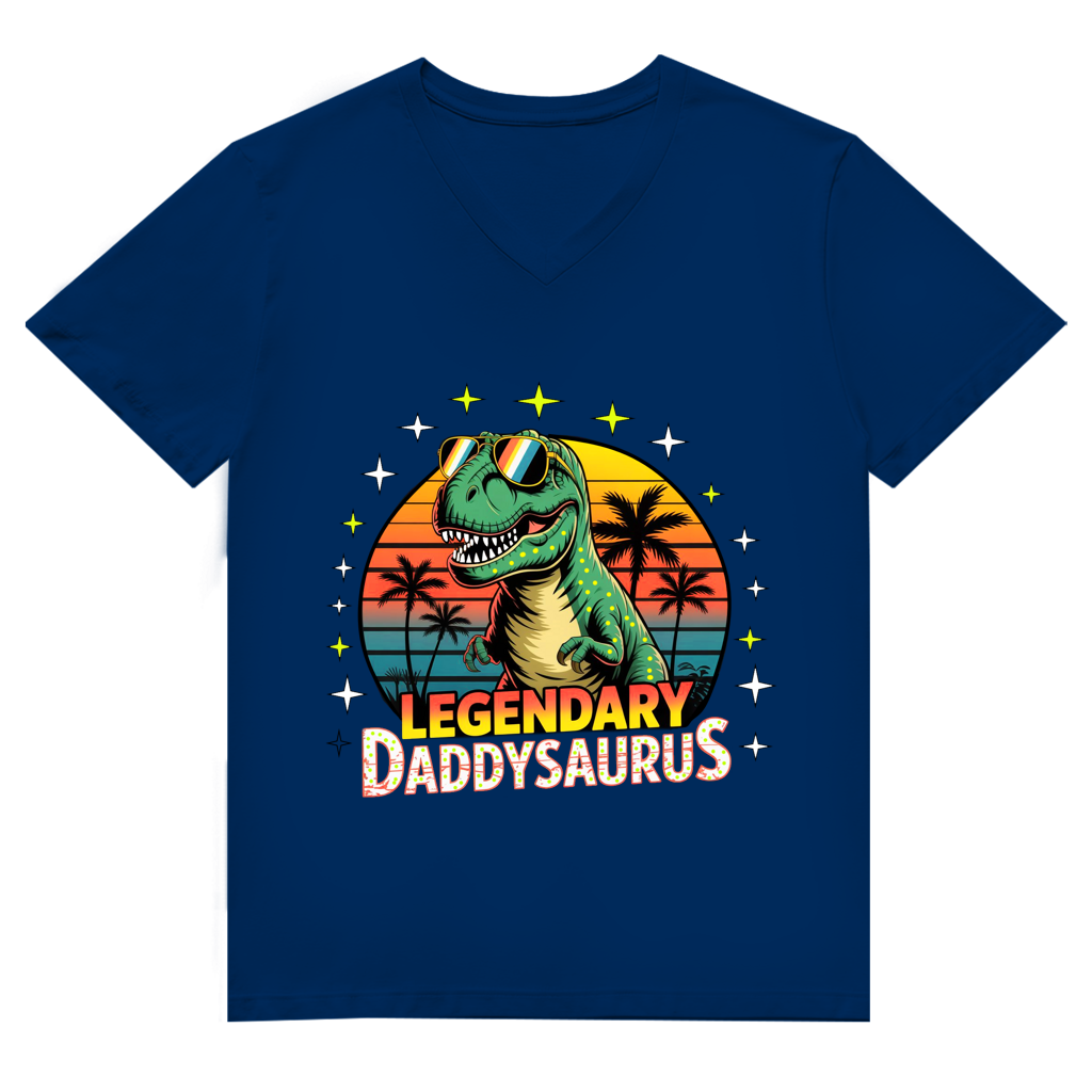 Herren Premium Bio V-Neck T-Shirt Daddysaurus
