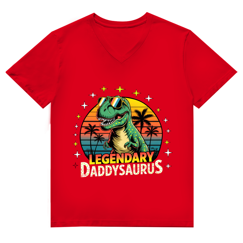 Herren Premium Bio V-Neck T-Shirt Daddysaurus