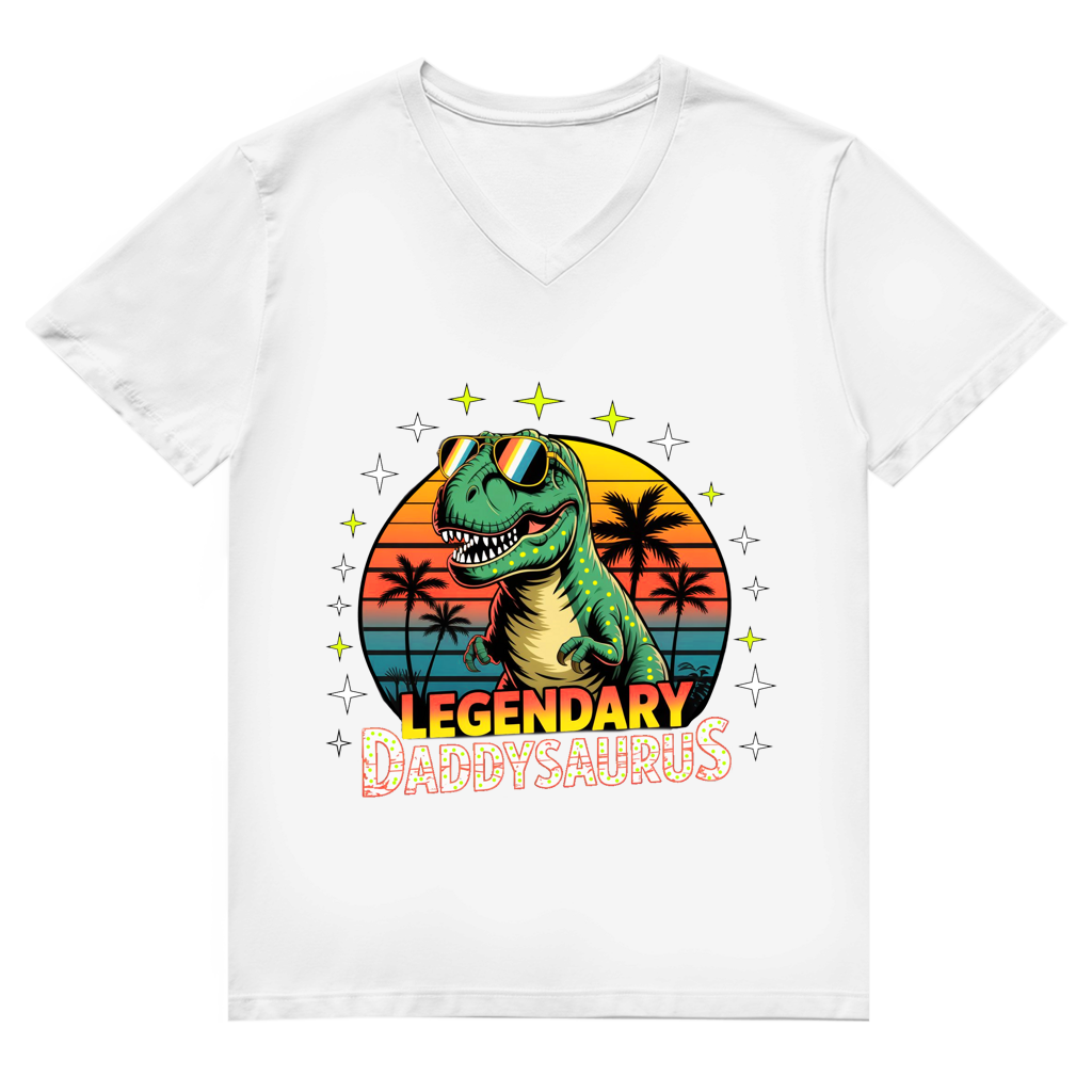 Herren Premium Bio V-Neck T-Shirt Daddysaurus