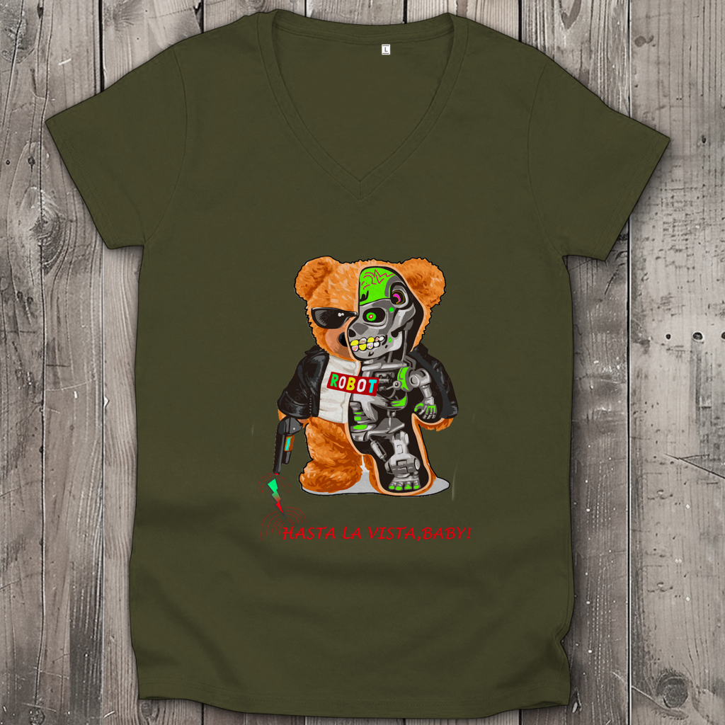 Damen Premium Bio V-Neck T-Shirt Bär