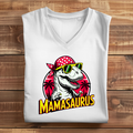 Damen Premium Bio V-Neck T-Shirt Mamasaurus