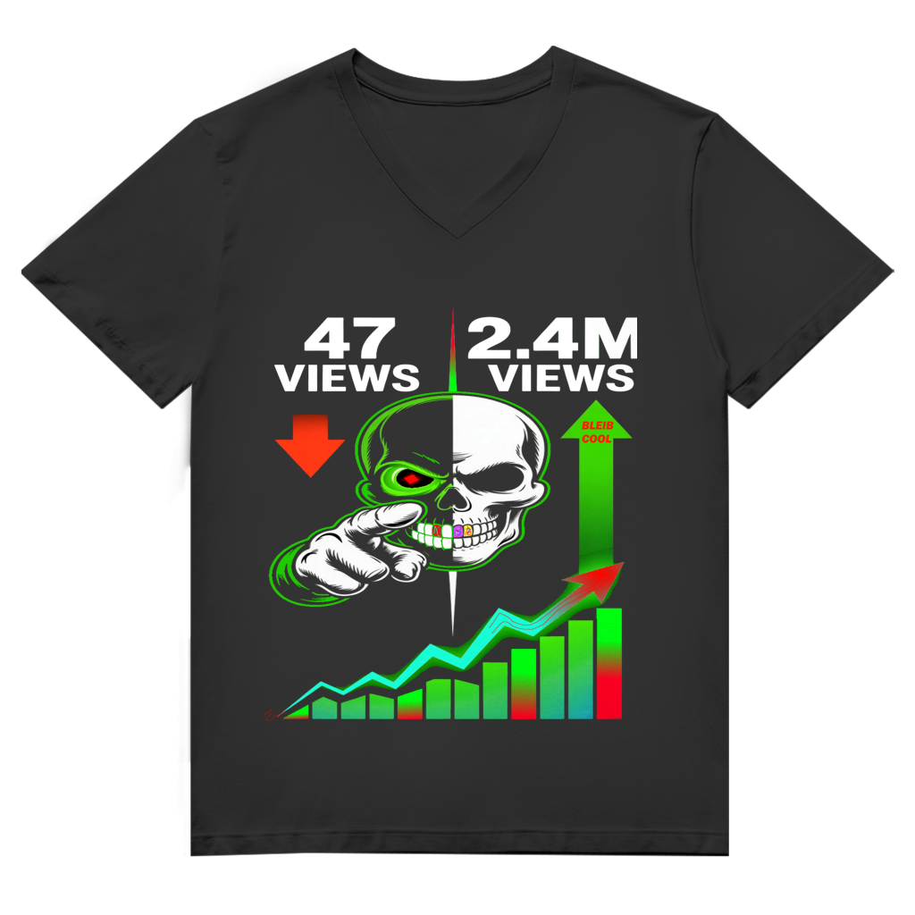 Herren Premium Bio V-Neck T-Shirt Algorhythm Skull