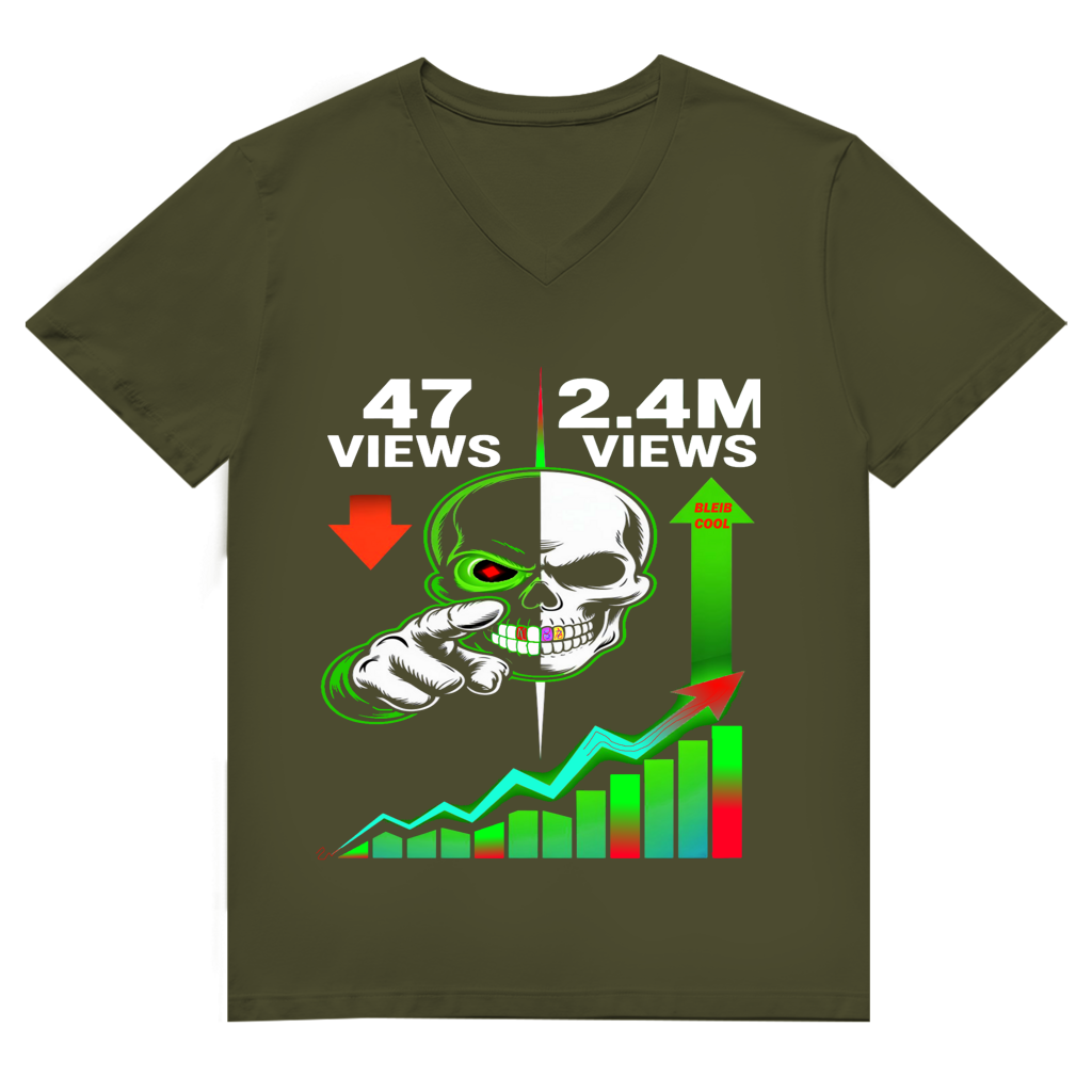 Herren Premium Bio V-Neck T-Shirt Algorhythm Skull