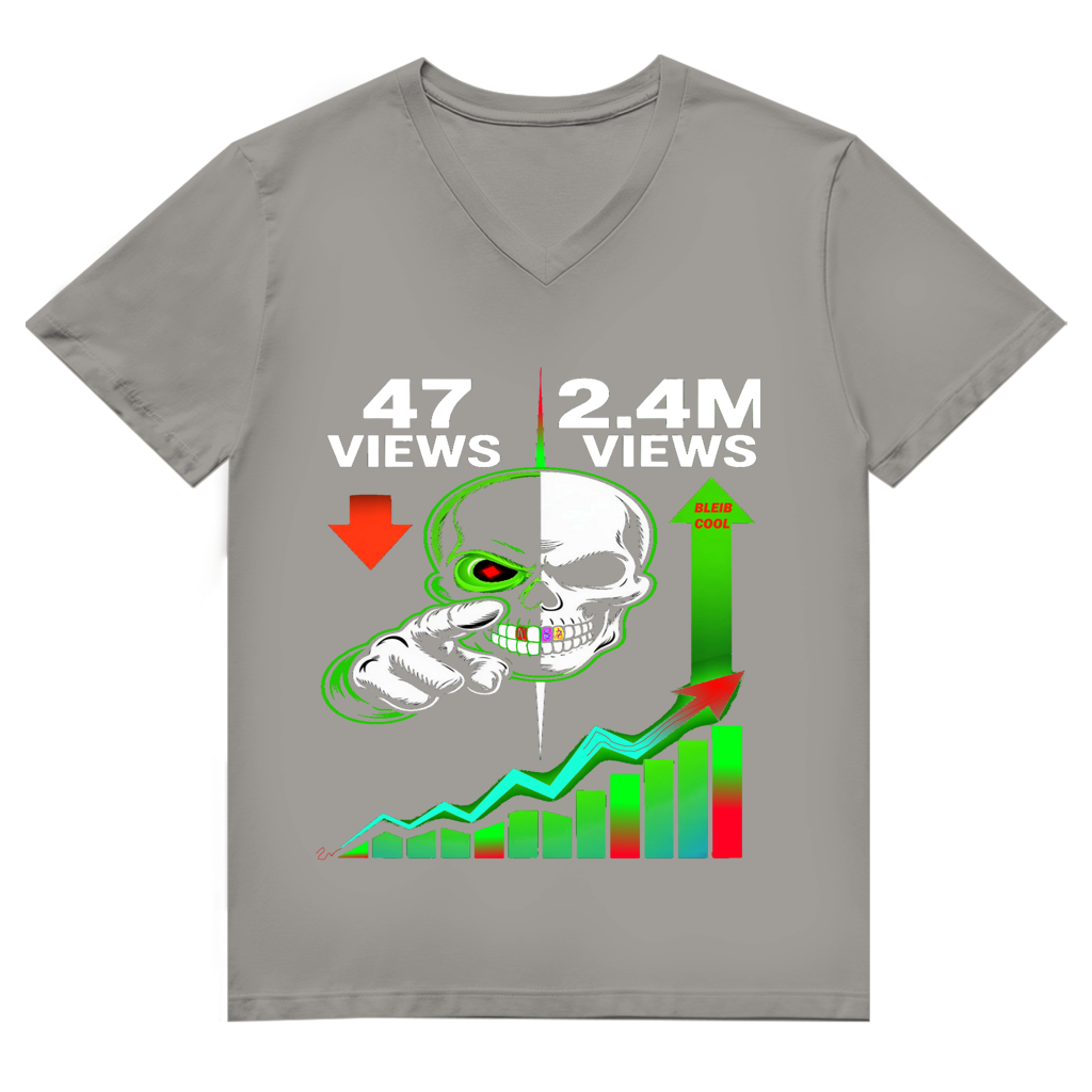 Herren Premium Bio V-Neck T-Shirt Algorhythm Skull
