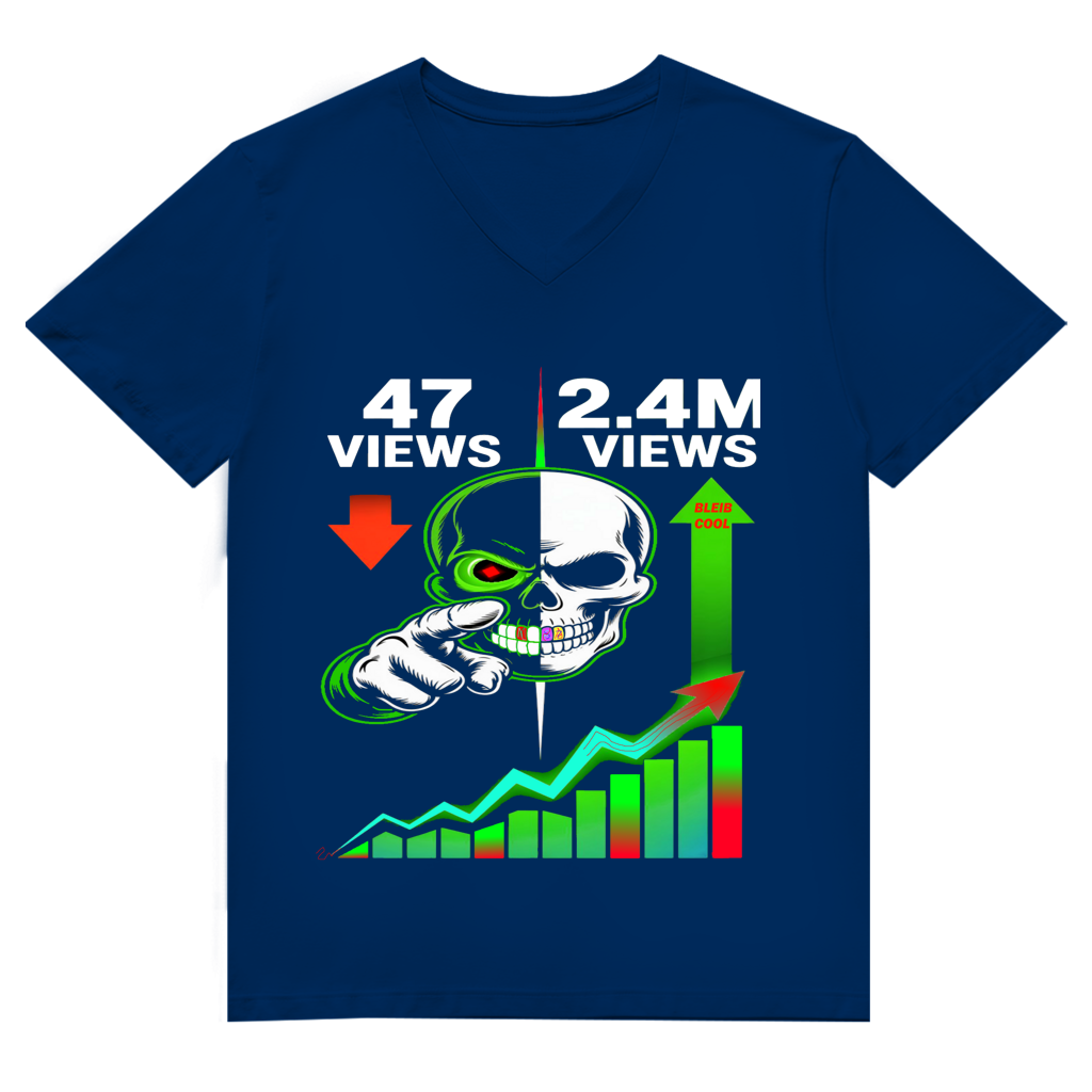 Herren Premium Bio V-Neck T-Shirt Algorhythm Skull