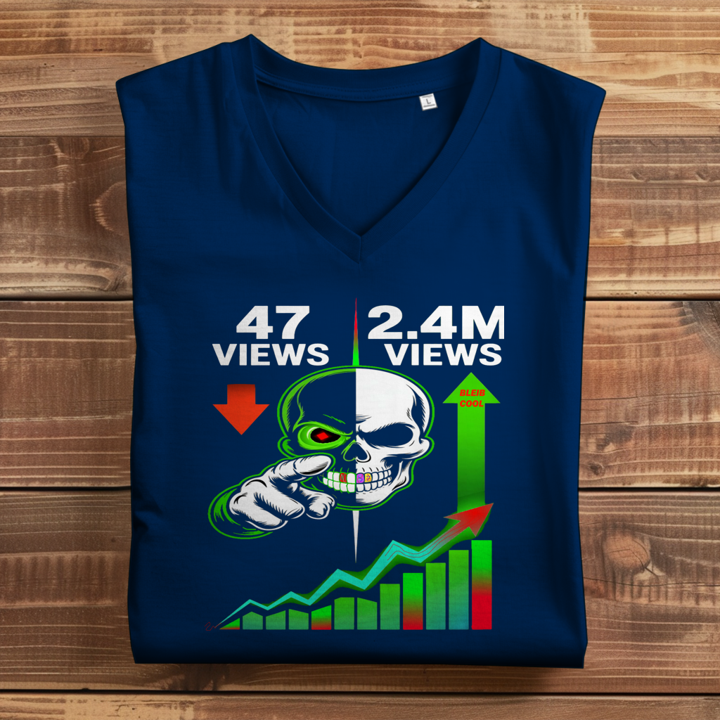 Damen Premium Bio V-Neck T-Shirt Algorhythm Skull