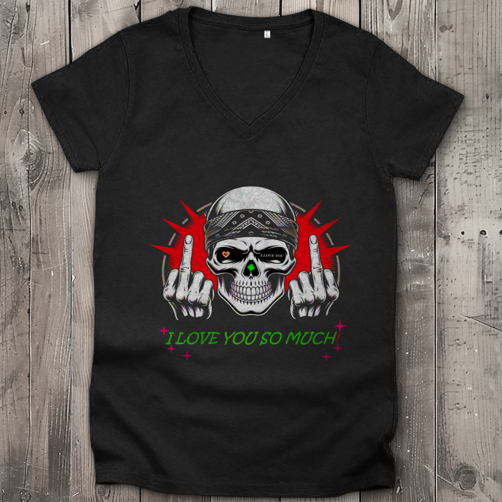 Damen Premium Bio V-Neck T-Shirt I love you so much
