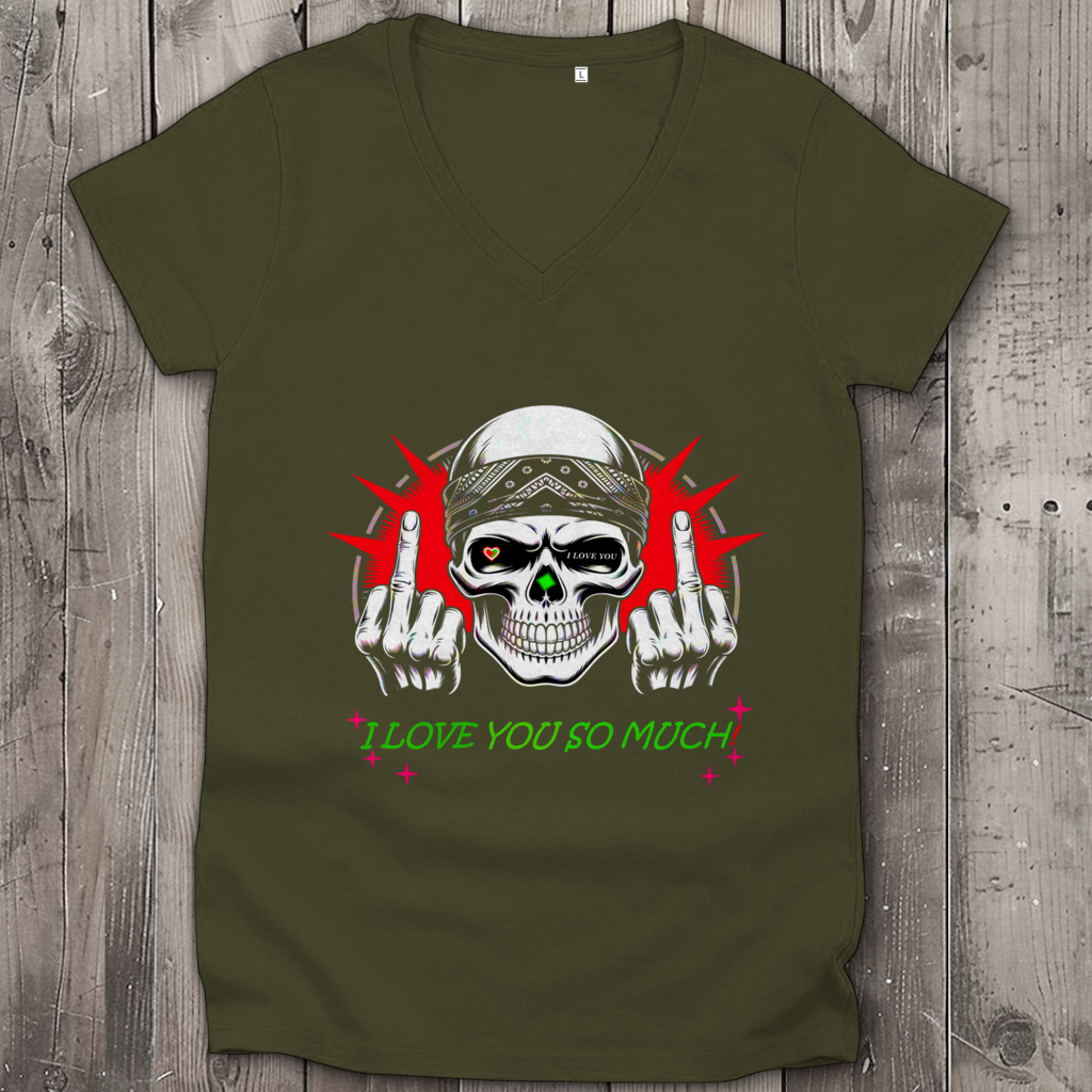 Damen Premium Bio V-Neck T-Shirt I love you so much