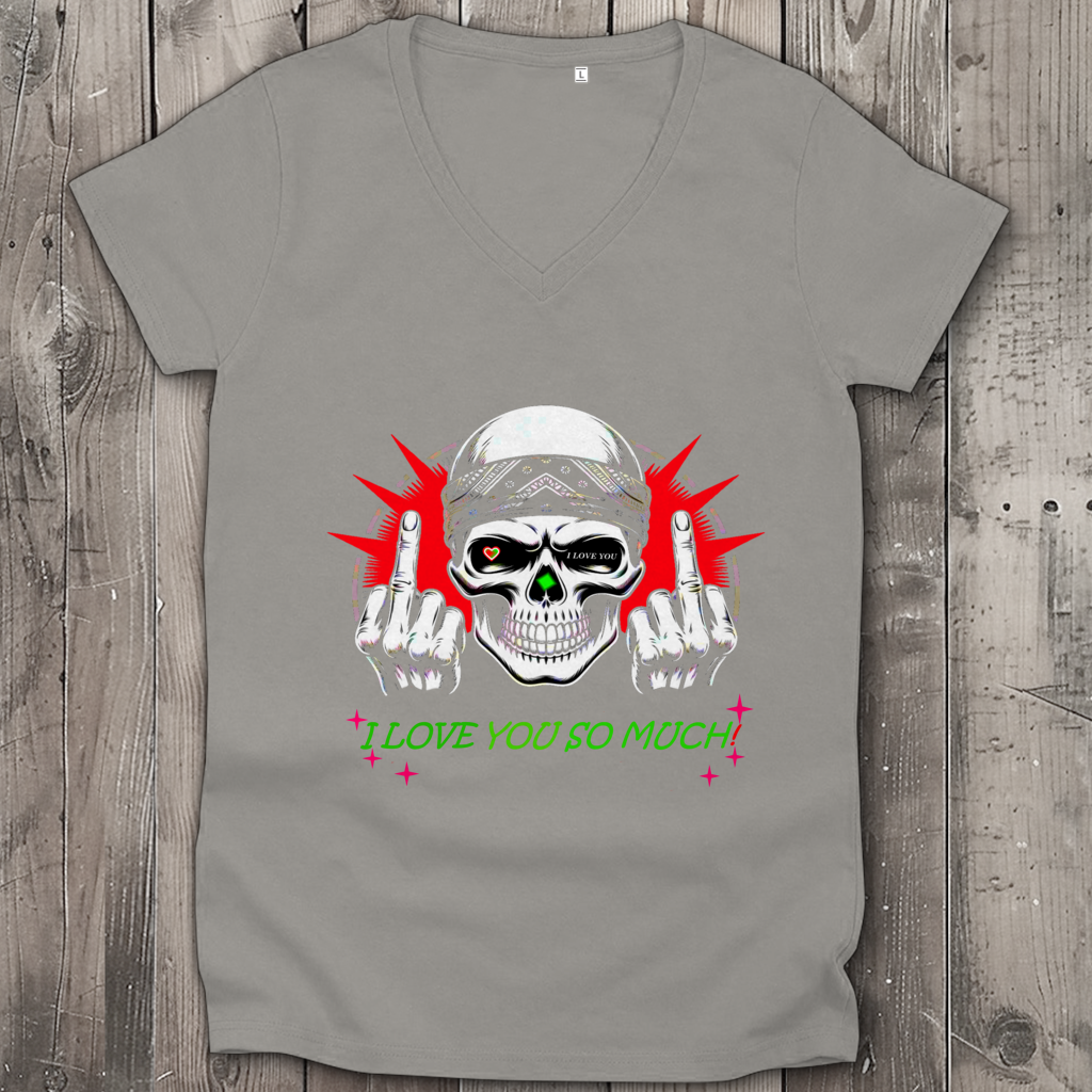 Damen Premium Bio V-Neck T-Shirt I love you so much