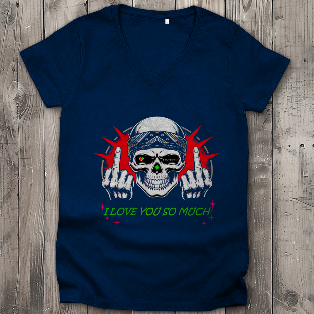 Damen Premium Bio V-Neck T-Shirt I love you so much