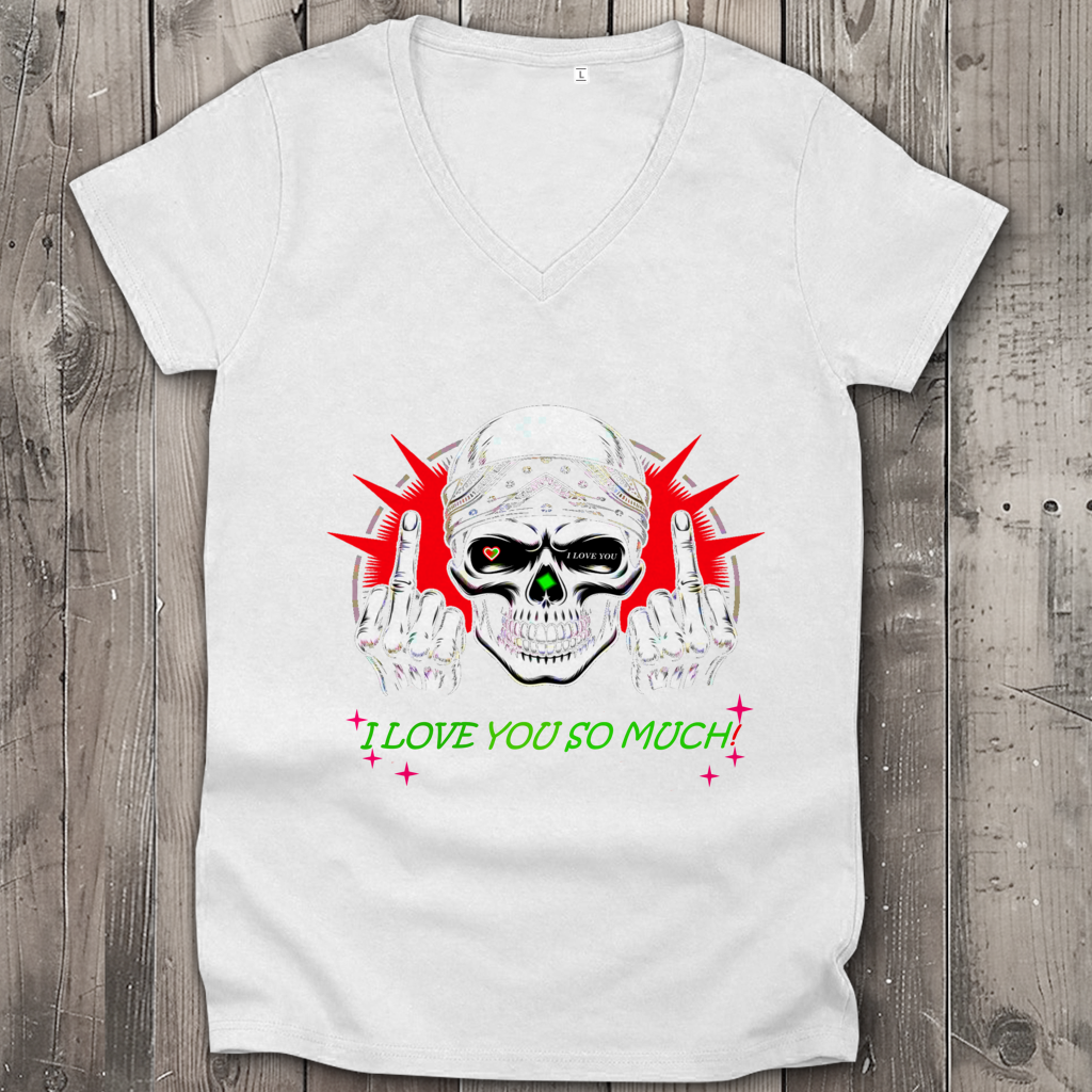 Damen Premium Bio V-Neck T-Shirt I love you so much
